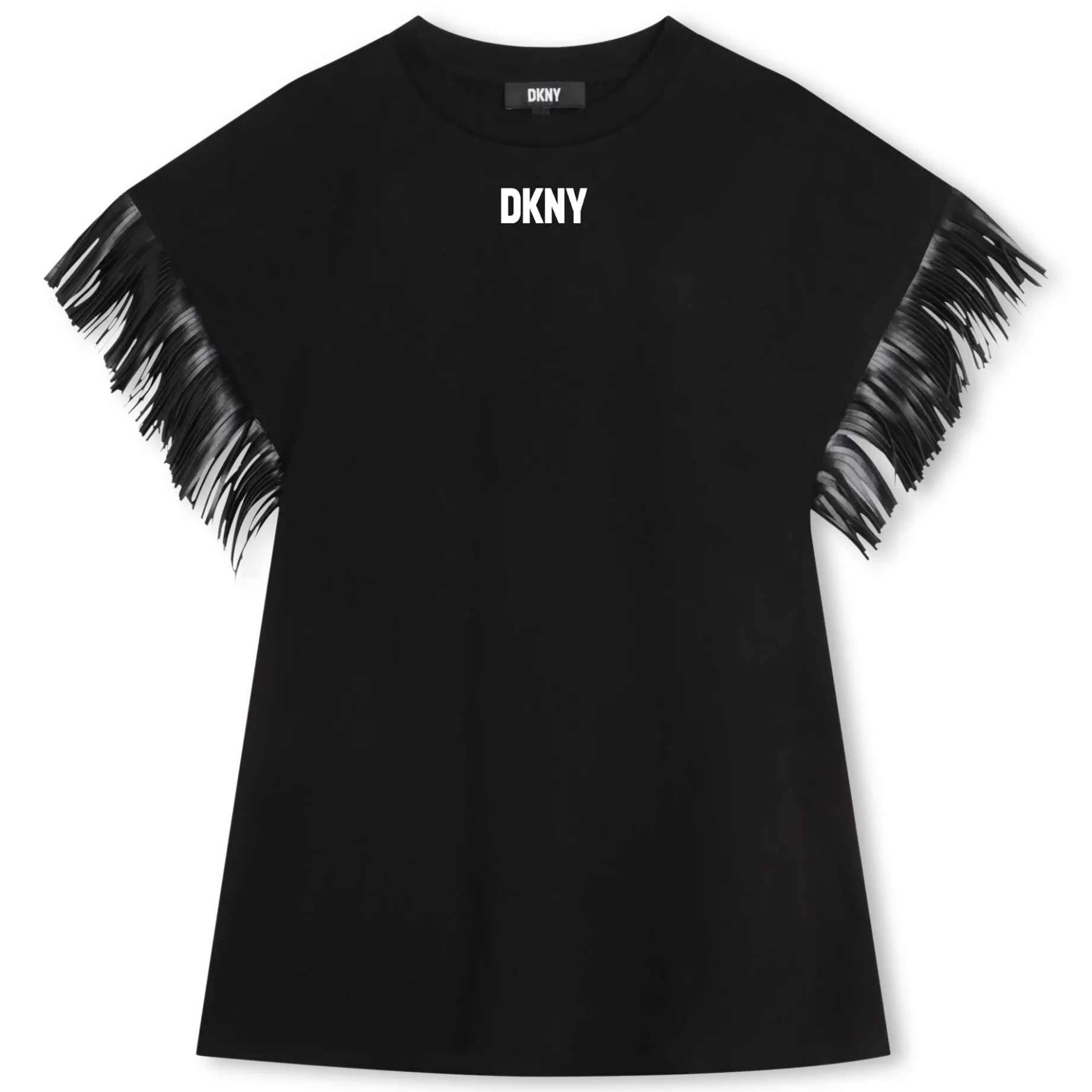 Short-Sleeved Fringed Dress^DKNY Fashion